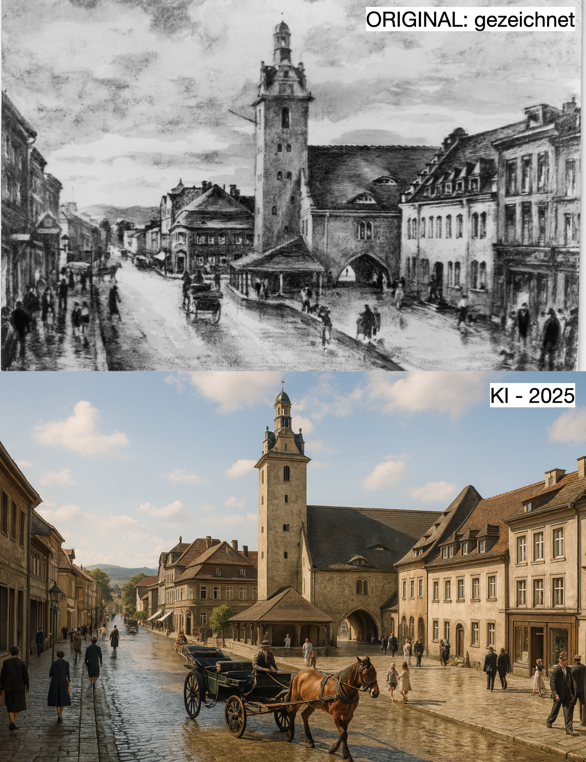 Eine Zeichnung – 2025 durch KI neu interpretiert