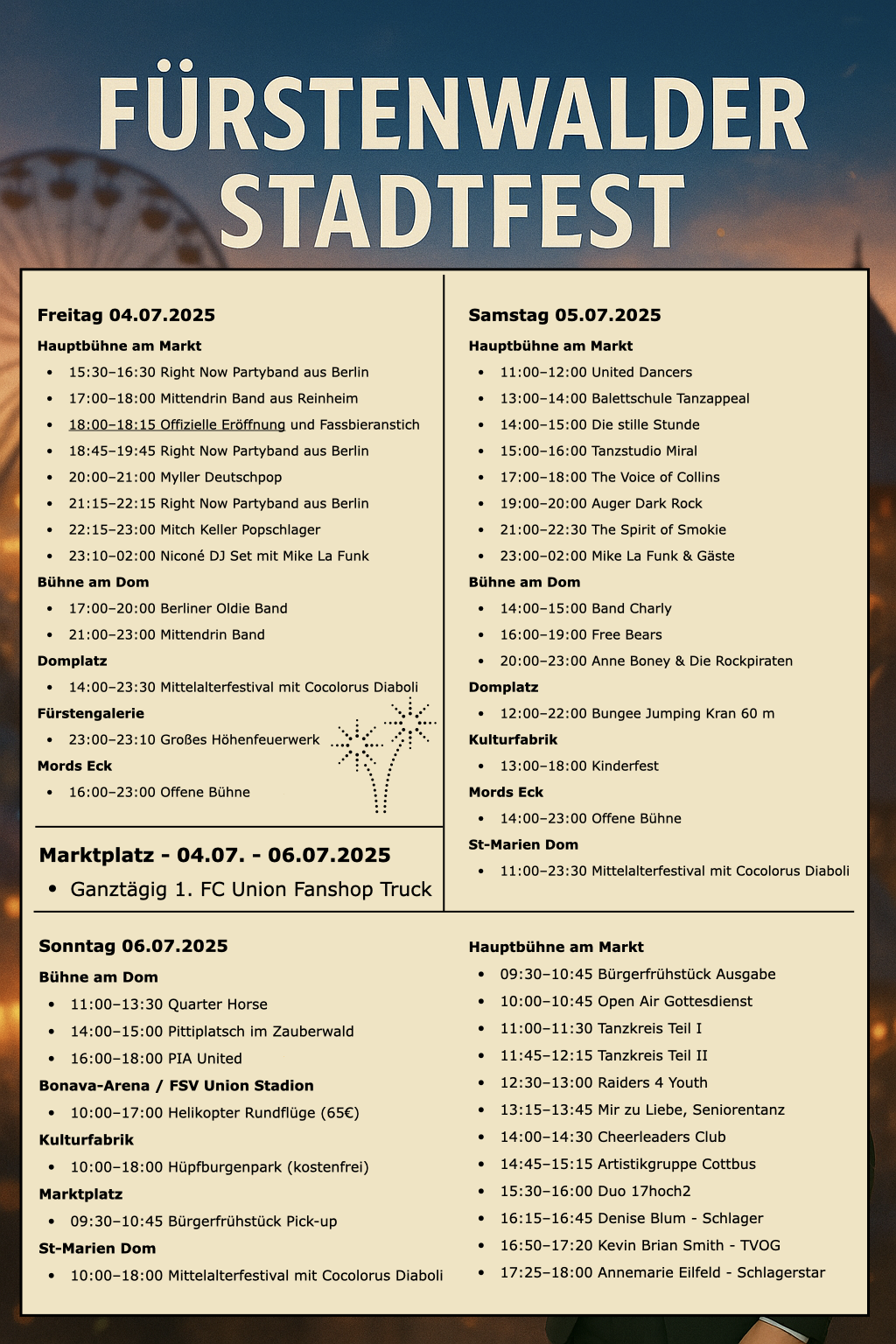 Fürstenwalder Stadtfest: Überblick in der Hosentasche